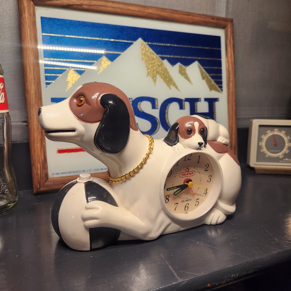 Vintage Made in Taiwan, Plastic Talking Dog 90's Alarm Clock, RARE! WORKS! IOB!